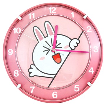 LINE FRIENDS 凸玻璃銀飾掛鐘 - 兔兔