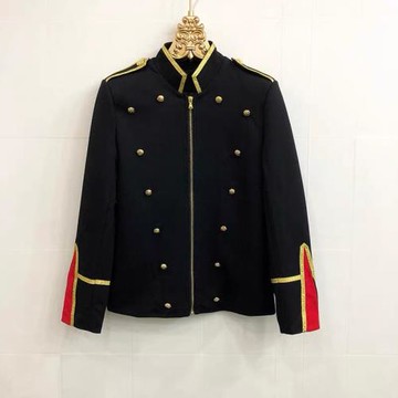 金邊拼接撞色立領西裝夾克秋季男休閑青年外套發型師夜店空少服帥