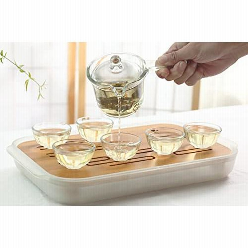 Meesloo茶器セット 湯呑み 茶托 8点セット ガラスティーポット ...