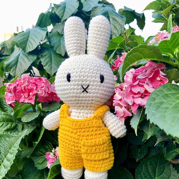 荷蘭 Just Dutch | Miffy 米飛兔 編織娃娃和她的黃色吊帶褲