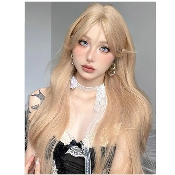 【KEKE】白金色 假髮 女 長髮 中分 八字劉海 大波浪 長捲髮 自然 仿全真人髮 全頭套 金髮尤物 洋娃娃金色捲髮