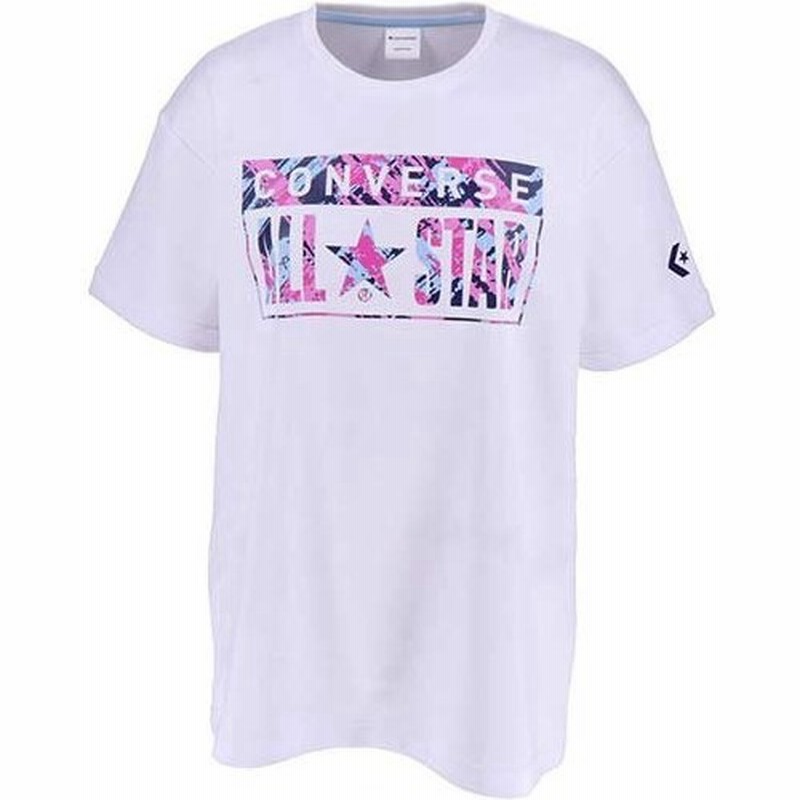 コンバース Converse バスケットボール レディース プリントtシャツ ホワイト ネイビー Cb 1129 半袖 ティーシャツ プラクティスウェア 練習着 部活 通販 Lineポイント最大0 5 Get Lineショッピング