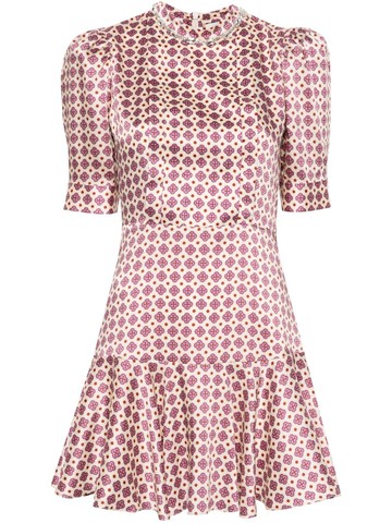 SANDRO - geometric-pattern mini dress - women - Polyester/Mother of Pearl - 40 - Neutrals
