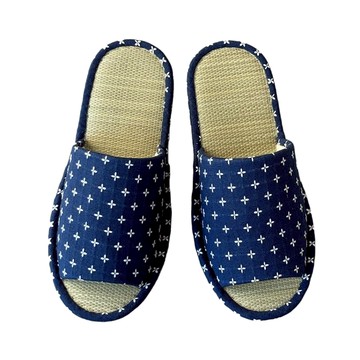 IKEHIKO日本池彥 詩織刺繡藺草拖鞋 日系風格 透氣舒適  黛藍色  M(~25cm)