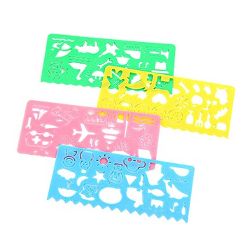 圖形尺 四入卡通繪畫尺 美術模板萬花尺 製圖畫版 益智兒童學習文具 尺規 圓規三角尺 學習用品 贈品禮品 B3518