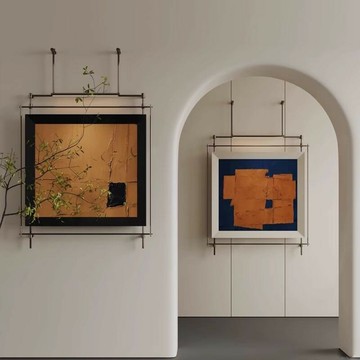 掛飾 掛畫 壁飾 金屬吊桿畫中古風入戶玄關立體裝置畫酒店餐廳高級感掛畫裝飾極簡