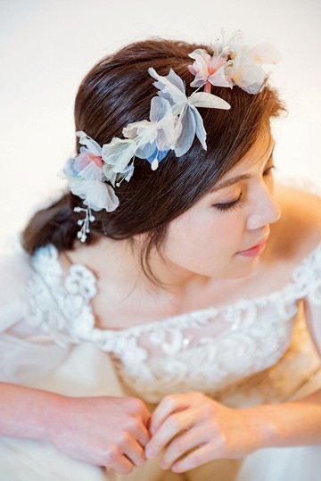 手工新娘飾品 夢境紗花髮圈 新娘紗花飾品