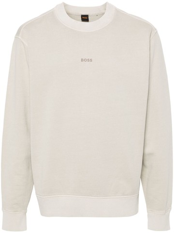 BOSS - logo-appliqué cotton sweatshirt - men - Cotton - S - Neutrals