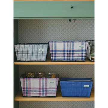 GOING HOME老粗布布藝收納筐玩具零食雜物襪子鏤空鐵藝長方形籃子