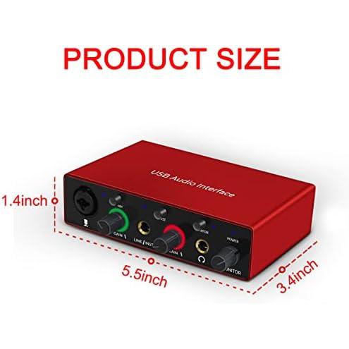 Audio Interface Audio Interface for PC USB Interface mixer recorder with 48V Phantom Power 24 Bit Support Table Mac OS PC Audio Eq