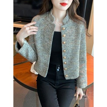 小香風毛呢外套女春秋2025新款小個子復古氣質設計感小眾短款上衣