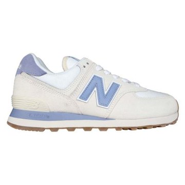 NEWBALANCE 女復古慢跑鞋-D-寬楦 574系列 麂皮 慢跑 N字鞋 U574SHB 米白藍紫