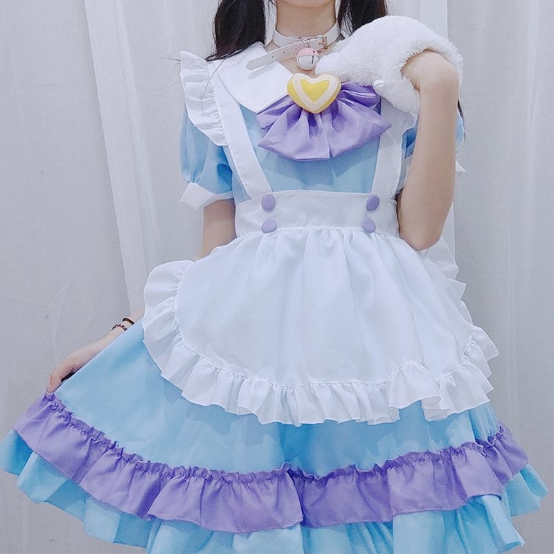 ロリータ 甘ロリ ワンピース エプロン セット ロリィタ レディース メイド服 制服 猫の肉球 かわいい メイド喫茶 メイドカフェ コスプレ 通販  LINEポイント最大GET | LINEショッピング