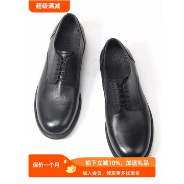TRD日系暗黑手工鞋皮鞋男真皮軟底圓頭休閑皮鞋復古德比鞋固特異