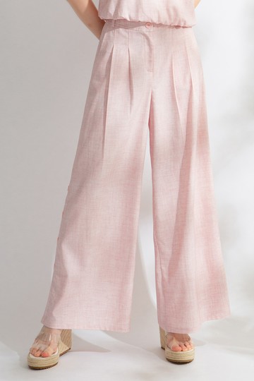 MW  後鬆緊釦飾開叉寬褲