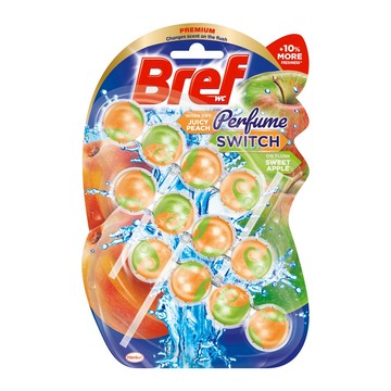 【滿額贈品】(完全贈品)Bref 懸掛式馬桶清潔球 水漾玩香系列- 蜜桃甜蘋 50g*3