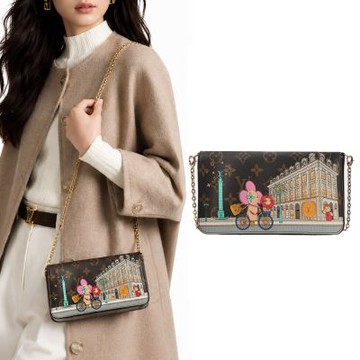 Louis Vuitton限量MINI POCHETTE吉祥物巴黎凡登廣場帆布晚宴包(粉紅)M81545