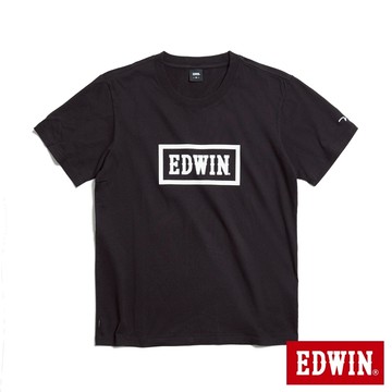 EDWIN 男款 方框 LOGO短袖T恤(黑色)