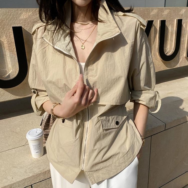 防曬外套 韓國夏季防曬衣拉鍊休閒夾克衫薄款長袖空調外套女