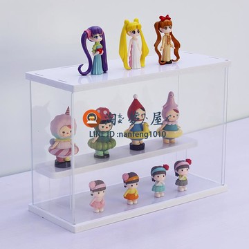 手辦盲盒透明展示盒 泡泡瑪特MOLLY手辦茉莉娃娃收納盒 模型防塵整理架【淘夢屋】