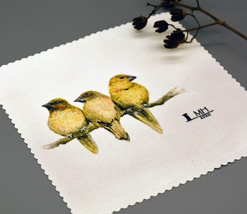 手繪 斑文鳥 拭淨布 眼鏡布