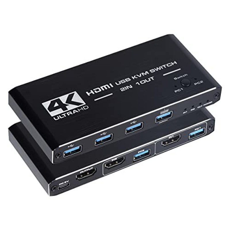 HDMI KVMスイッチ 2x1 切替器 4K@60Hz USBスイッチ 2入力1出力 HDMI2.0ポート 4xUSB KVMポート 1台のモニター  通販 LINEポイント最大0.5%GET | LINEショッピング