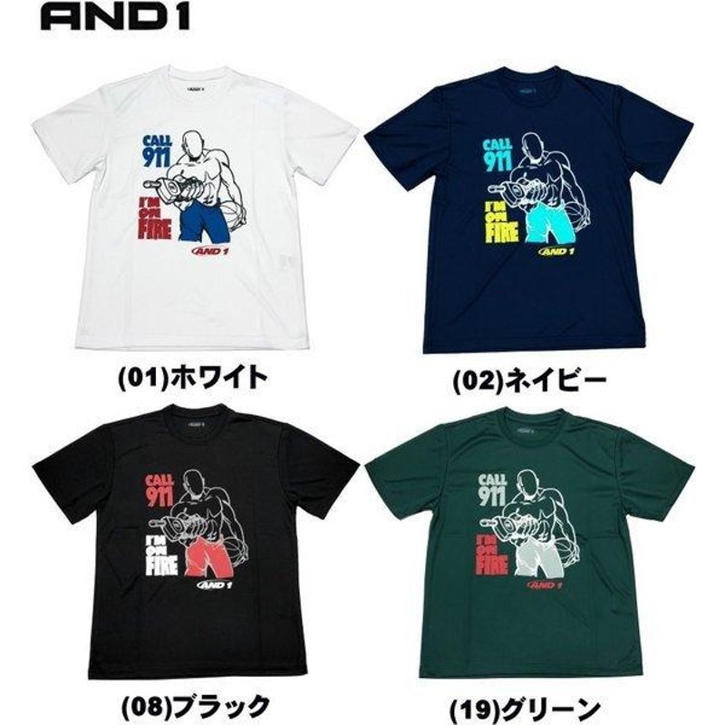 メール便無料 アンドワン AND1 Tシャツ CALL 911 TEE 73109 バスケット