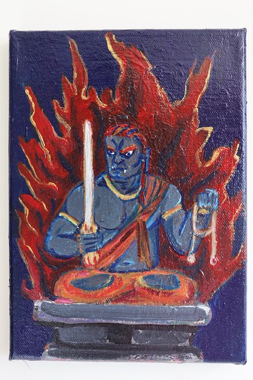 快速出貨,限量一件不動明王-藍色身繪畫,靜坐,靈性,觀想畫