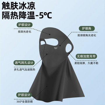 瘋搶中🥇防曬麵罩全臉防紫外綫冰絲遮陽麵罩UPF50+高顔值防曬麵罩護頸一體夏季冰涼防曬麵罩女 護頸脖子一體冰絲麵罩 防曬