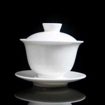 德化白瓷手工陶瓷蓋碗茶杯大號泡茶三才碗 功夫茶碗套裝家用單個