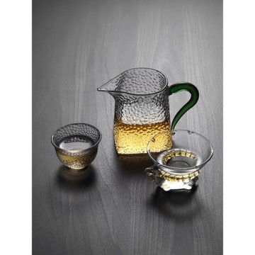 初雪日式錘紋玻璃公道杯手工創意梅花分茶杯長嘴家用倒茶器公杯