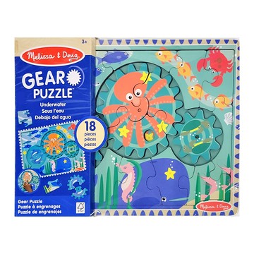 Melissa&Doug 瑪莉莎 齒輪木製拼圖 海底世界  1盒  18片