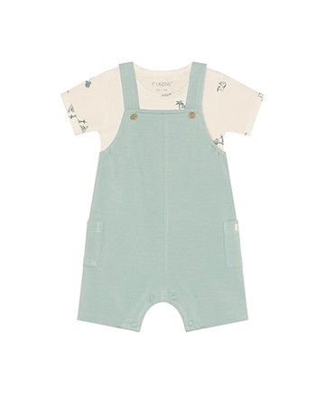 摩托車藍綠色短袖吊帶褲套裝68cm