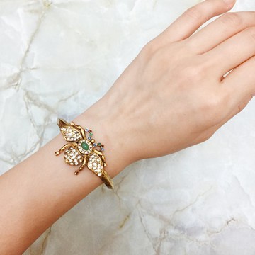 文藝復興 綠瑪瑙古典昆蟲 手環