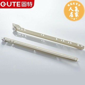 抽屜滑軌/軌道 固特二節導軌抽屜軌道滑道滑軌加厚電腦桌鍵盤滑槽衣櫥櫃靜音滑輪