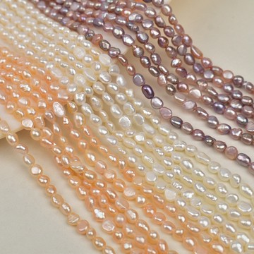 宏雲Hongyun-DB--性价比4-5mm异形巴洛克珍珠直孔两面光淡水天然真珍珠半成品项链
