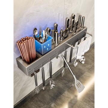 廚房不銹鋼刀架多功能免打孔刀具置物架一體筷子筒筷籠壁掛收納架