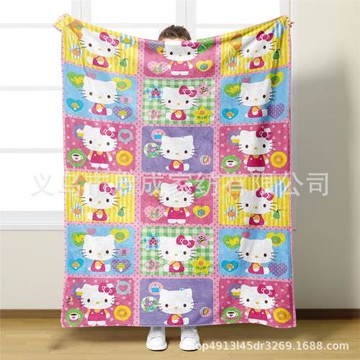 跨境卡通動漫Hallo KiTty系列法蘭絨毯、舒適柔和沙發 汽車小蓋毯