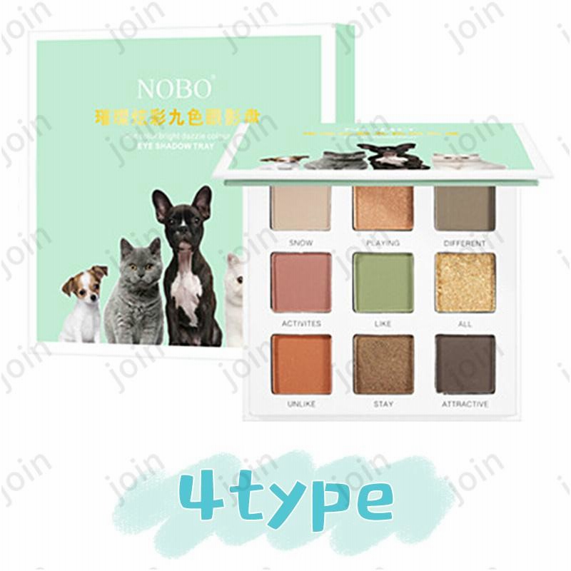4type かわいい 犬 猫 プリント 9color setアイシャドウ アイ