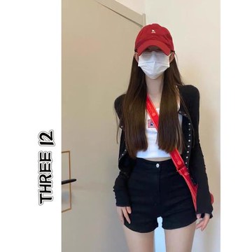 黑色牛仔短褲緊身彈力韓系夏季2025年新款高腰百搭顯瘦辣妹熱褲女