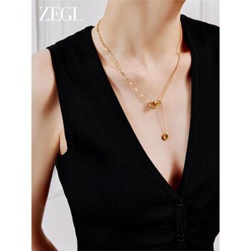 ZEGL環環相扣字母流蘇項鏈女款輕奢小眾2025新款爆款鎖骨鏈配飾品