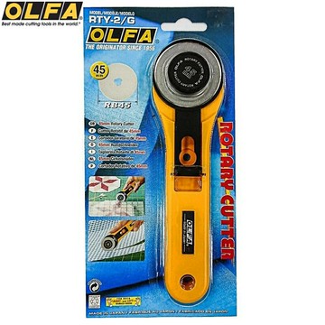 耀您館★日本製造OLFA滾輪式拼布刀RTY-2/G旋轉切刀(最新超耐刀片直徑45mm滾刀)旋轉割布刀圓形刀圓刀圓刃刀圓型刀旋轉刀切割刀具圓盤刀適布、膠片、薄紙rotary cutter【APP下單點數4倍送】