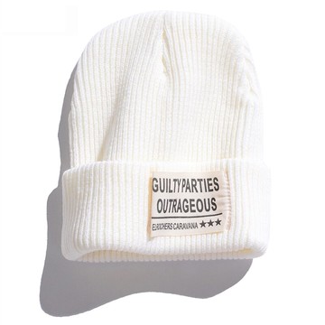 針織帽子女簡約潮流ufu白色針織帽尖頭毛線帽可愛潮流時尚韓版1入