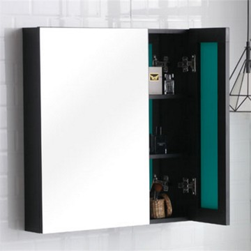 浴室鏡 收納櫃 浴室櫃 72*68cm 浴室鏡櫃掛墻式衛生間鏡子帶置物架毛巾桿黑色梳妝鏡壁掛北歐鏡箱