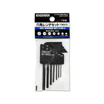 日本ENGINEER工程師-0.89-4.0mm迷你內六角扳手7支/組-公制TWH-01(L型螺絲起子,便攜五金配件,手動組裝維修工具)