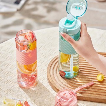 高顏值便攜吸管杯新款運動塑料水杯女學生兒童戶外健身喝水泡茶杯