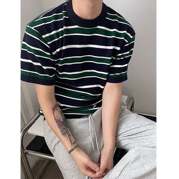韓版簡約條紋短袖t/3色-TA7632