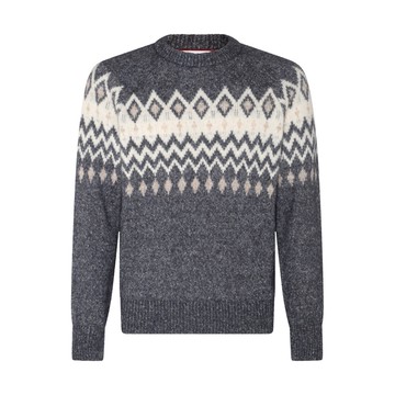 Brunello Cucinelli - Grey And Cream Alpaca Blend Norvegian Jumper
