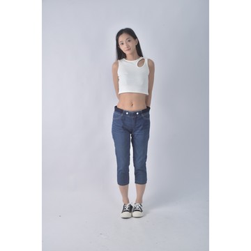 (2XL) howluck丹寧牛仔鬆緊藍色長褲二手衣