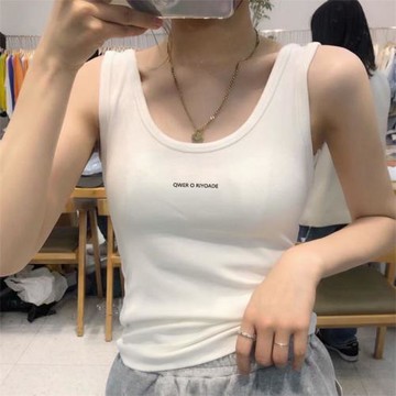 白色吊帶背心女2026夏季新款時尚洋氣時髦字母內搭螺紋棉無袖上衣
